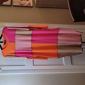 NWOT ELOQUII Pink & Orange Color Block Long Sleeve Bodycon T-Shirt Dress
